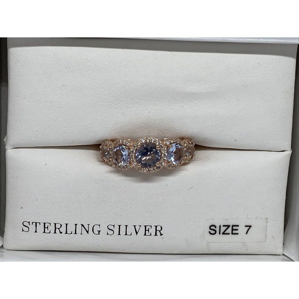 Tiara .925 Sterling Silver Cubic Zirconia SRG388AQR Stone Ring MSRP $135 NM206